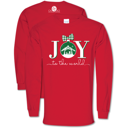 Southern Couture Preppy Joy to the World Holiday - Adult & Kids T-Shirts, Sweatshirts & Hoodies apparel design preview 1