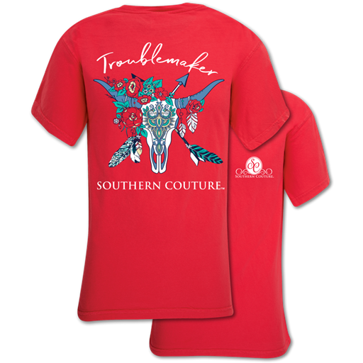 Southern Couture Troublemaker Skull Comfort Colors - Adult & Kids T-Shirts, Sweatshirts & Hoodies apparel design preview 1