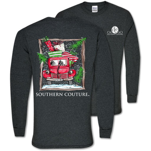 Southern Couture Preppy Present Truck Holiday - Adult & Kids T-Shirts, Sweatshirts & Hoodies apparel design preview 1