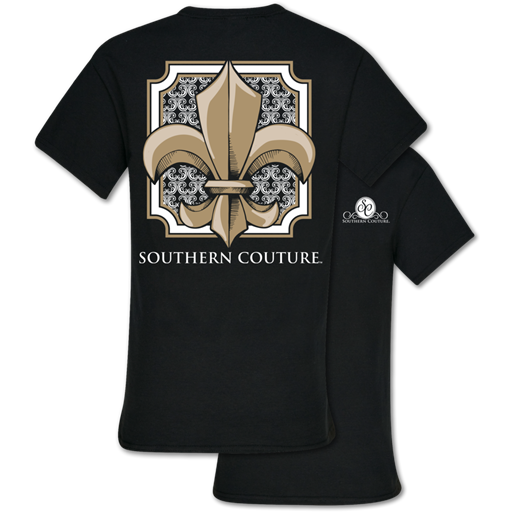 Southern Couture Classic Preppy Fleur De Lis Black - Adult & Kids T-Shirts, Sweatshirts & Hoodies apparel design preview 1