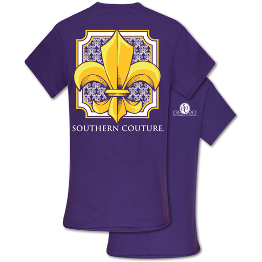 Southern Couture Classic Preppy Fleur De Lis Purple - Adult & Kids T-Shirts, Sweatshirts & Hoodies apparel design preview 1