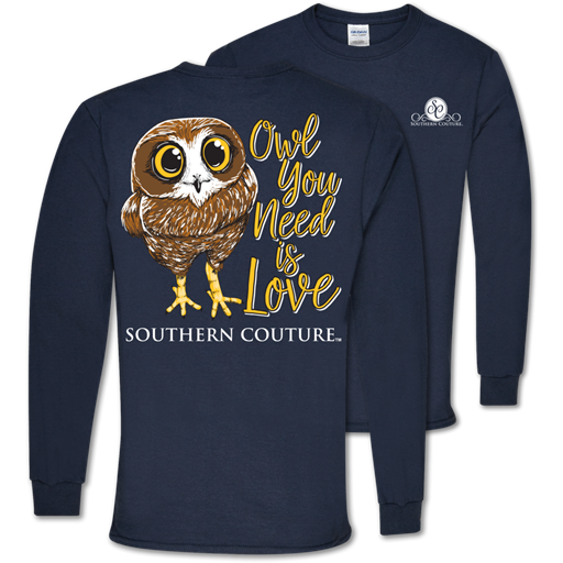 SALE Southern Couture Classic Owl You Need is Love - Adult & Kids T-Shirts, Sweatshirts & Hoodies apparel design preview 1
