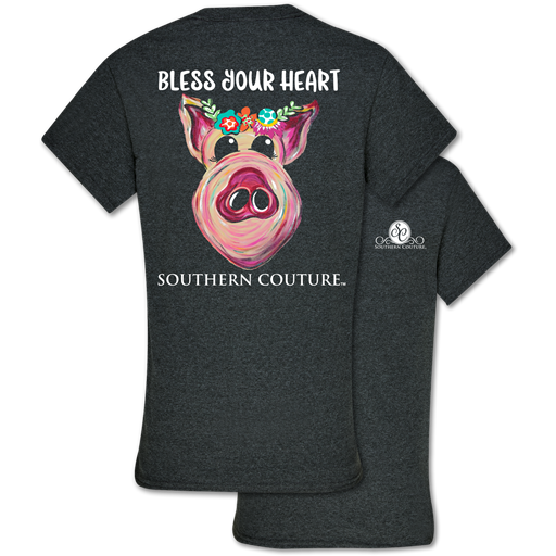 SALE Southern Couture Classic Bless Your Heart Pig - Adult & Kids T-Shirts, Sweatshirts & Hoodies apparel design preview 1