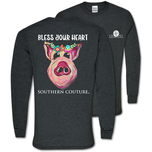 Southern Couture Classic Bless Your Heart Pig - Adult & Kids T-Shirts, Sweatshirts & Hoodies apparel design preview 1