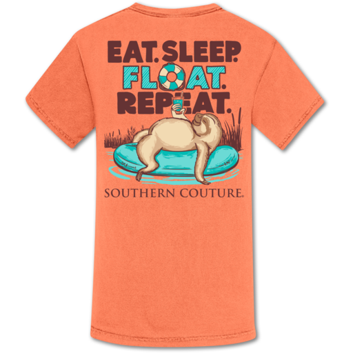 Southern Couture Eat Sleep Float Sloth Comfort Colors - Adult & Kids T-Shirts, Sweatshirts & Hoodies apparel design preview 1