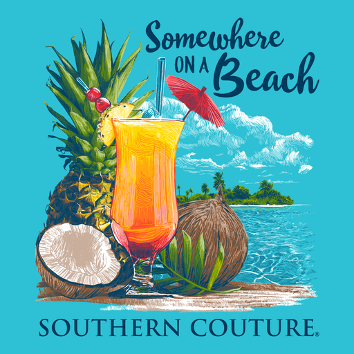 Southern Couture Somewhere On Beach Comfort Colors - Adult & Kids T-Shirts, Sweatshirts & Hoodies apparel design preview 2