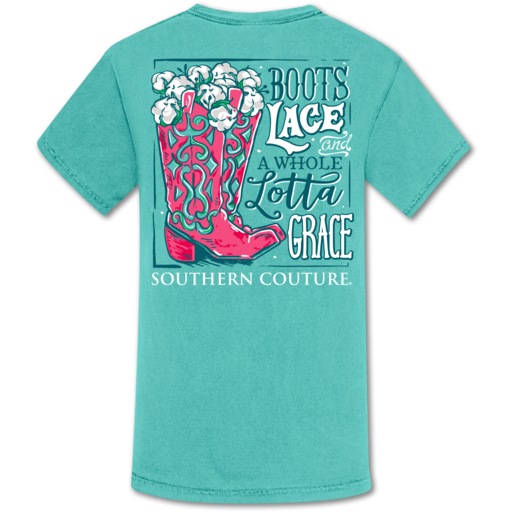 Southern Couture Boots Lace Grace Comfort Colors - Adult & Kids T-Shirts, Sweatshirts & Hoodies apparel design preview 1