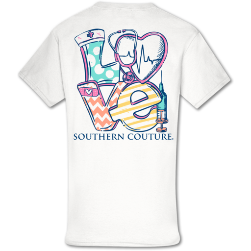 Southern Couture Classic LOVE Nurse - Adult & Kids T-Shirts, Sweatshirts & Hoodies apparel design preview 1