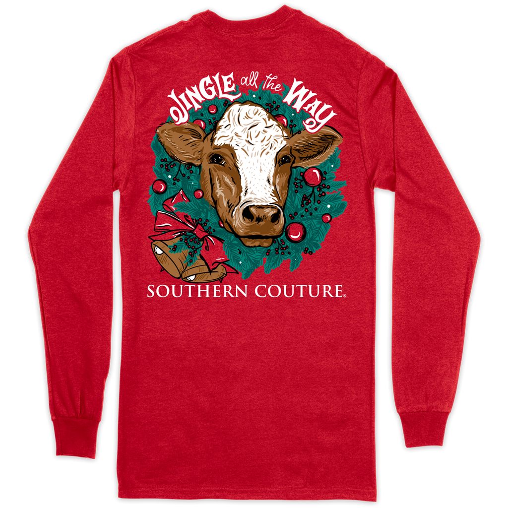 Southern Couture Classic Jingle all the Way Cow - Adult & Kids T-Shirts, Sweatshirts & Hoodies apparel design preview 1
