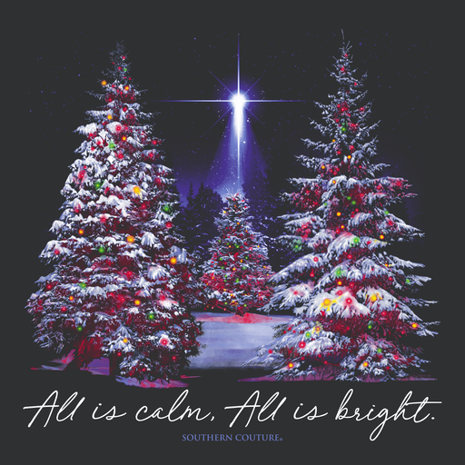Southern Couture Christmas All Is Calm Raglan - Adult & Kids T-Shirts, Sweatshirts & Hoodies apparel design preview 2