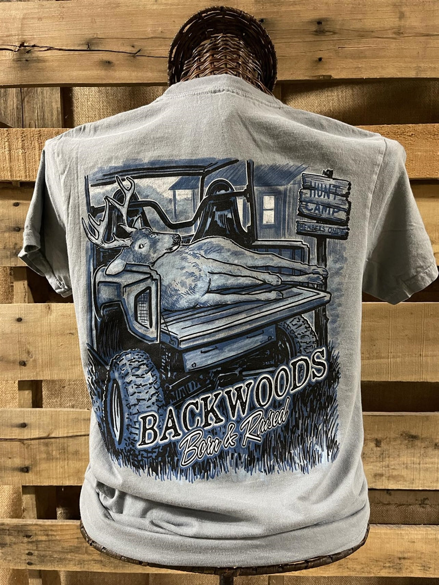 Backwoods Born Raised Hunt Camp Comfort Colors - Adult & Kids T-Shirts, Sweatshirts & Hoodies apparel design preview 2