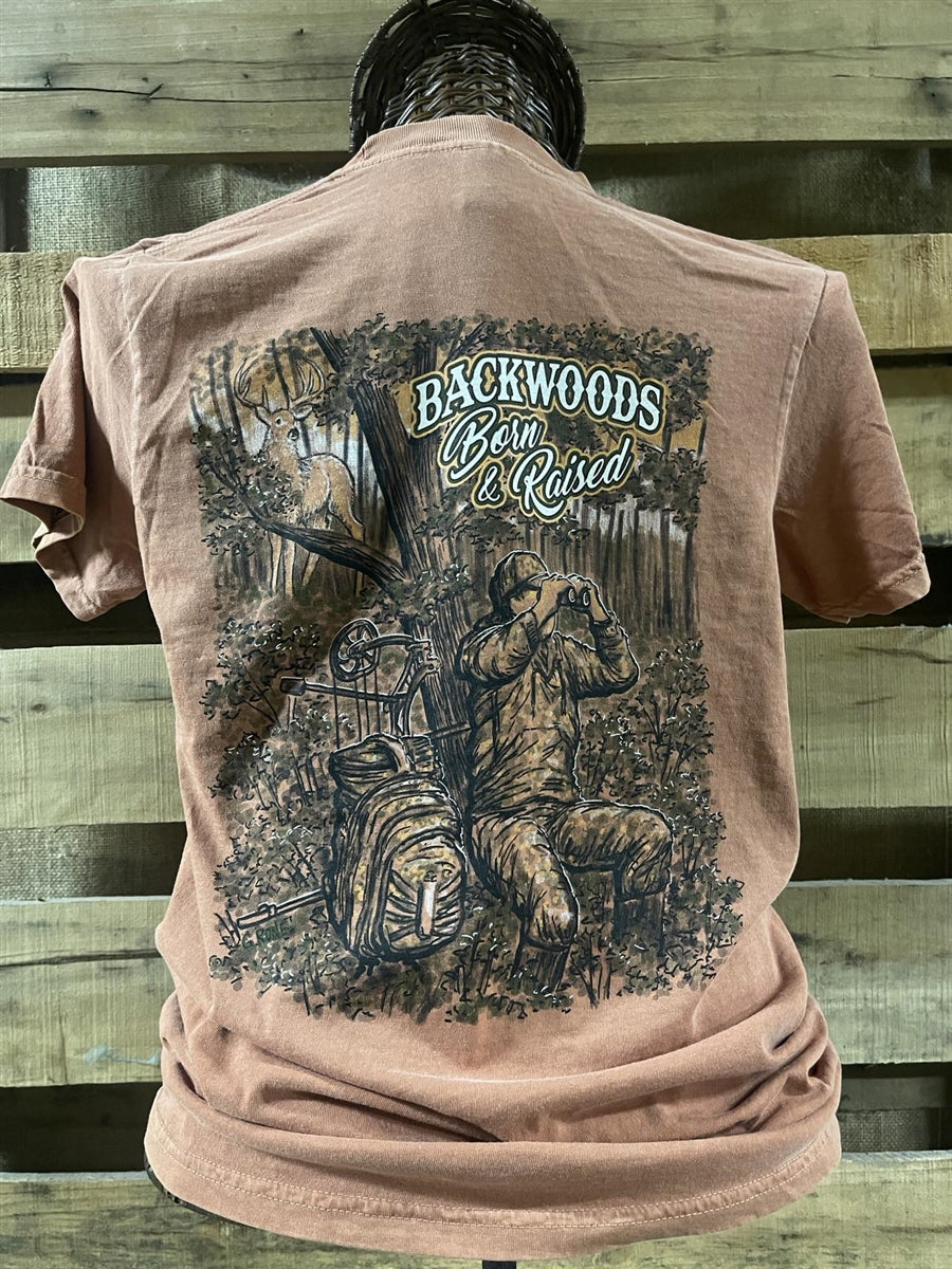 Backwoods Born Raised Bow Hunt Comfort Colors - Adult & Kids T-Shirts, Sweatshirts & Hoodies apparel design preview 1