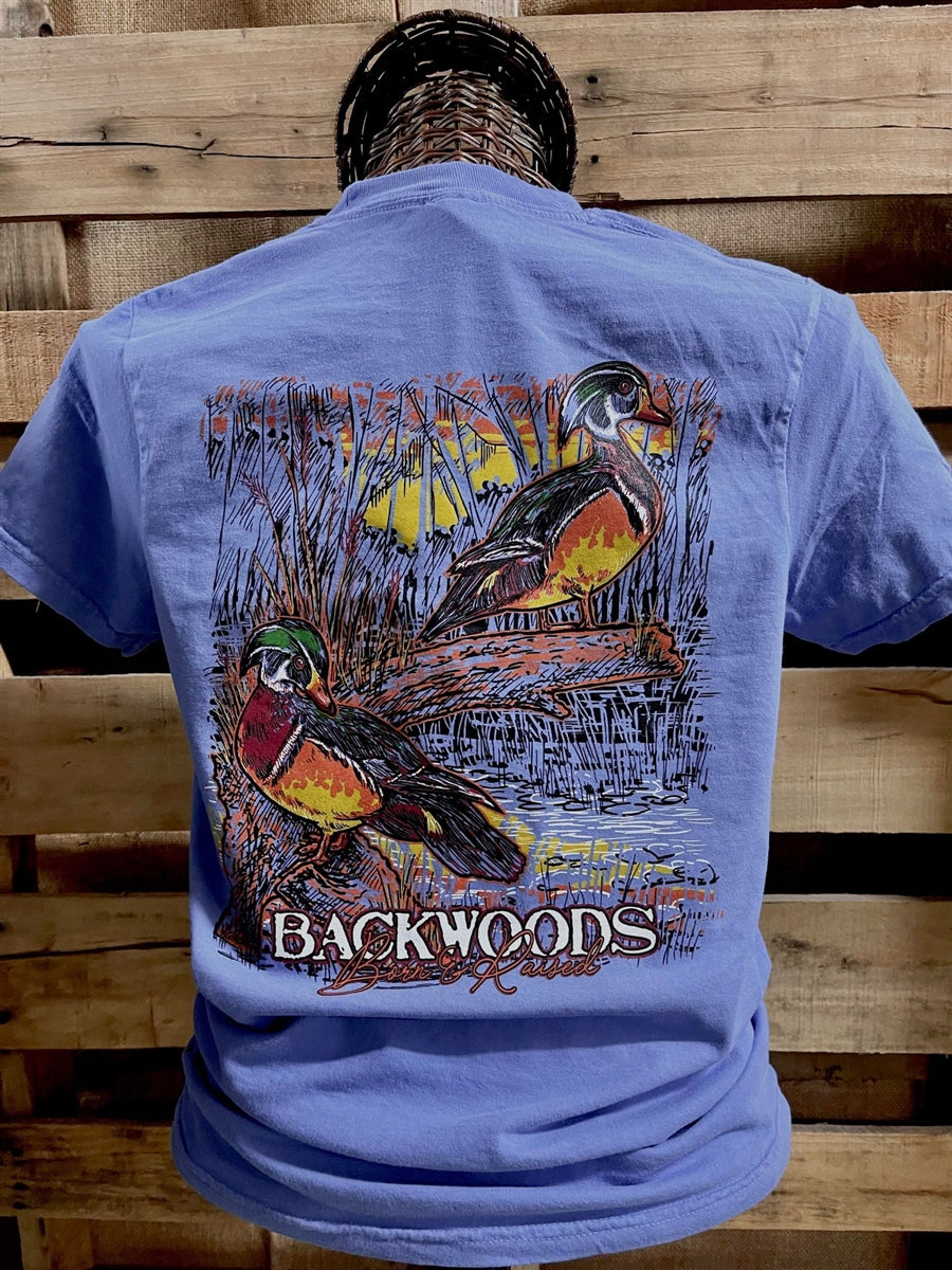 Backwoods Born Raised Wood Ducks Comfort Colors - Adult & Kids T-Shirts, Sweatshirts & Hoodies apparel design preview 1