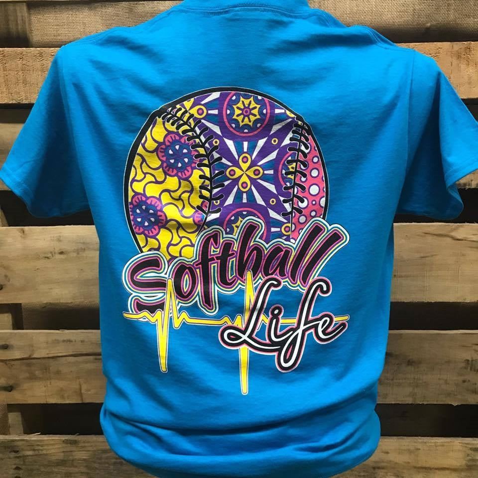 Southern Chics Softball Life Sports Girlie Bright - Adult & Kids T-Shirts, Sweatshirts & Hoodies apparel design preview 2