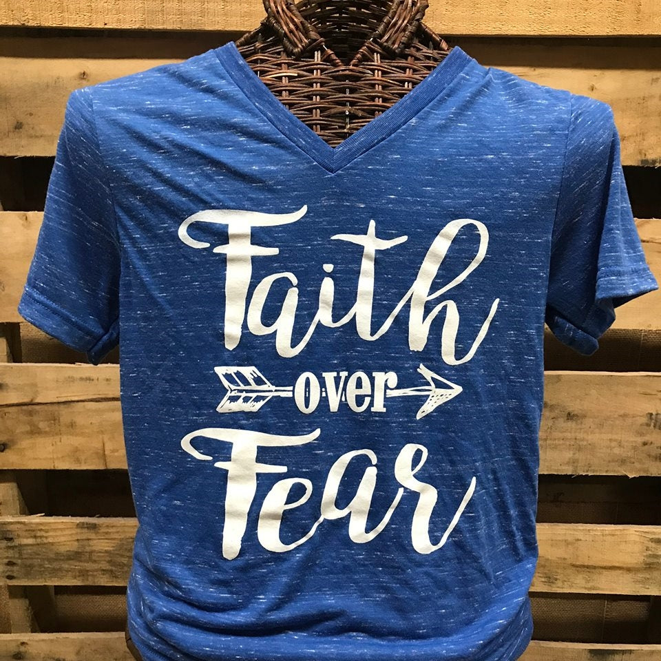 Southern Chics Apparel Faith Over Fear V-Neck Canvas - Adult & Kids T-Shirts, Sweatshirts & Hoodies apparel design preview 1