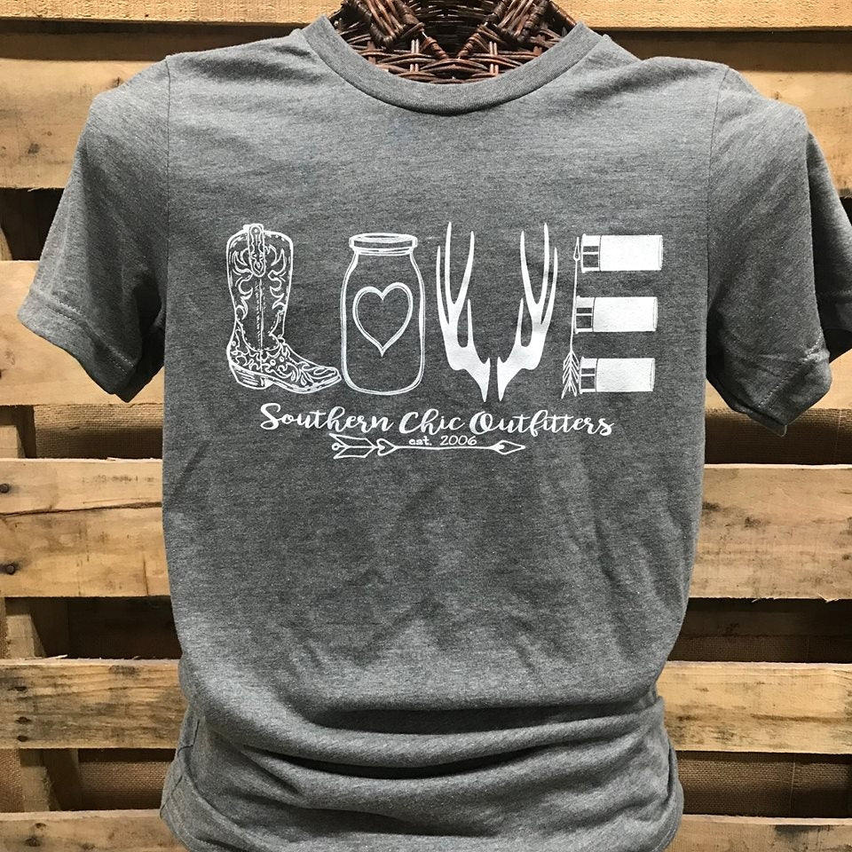 Southern Chics Apparel Love Boots Mason Jar Deer - Adult & Kids T-Shirts, Sweatshirts & Hoodies apparel design preview 1