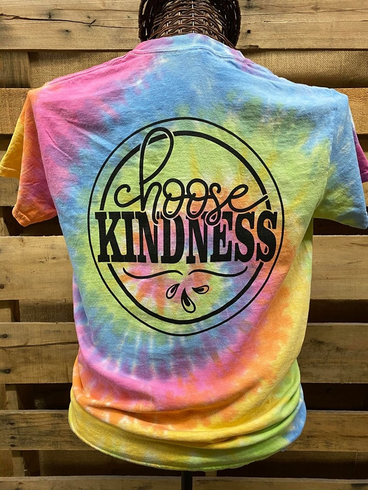 Southern Chics Choose Kindness Rainbow Tie Dye Bright - Adult & Kids T-Shirts, Sweatshirts & Hoodies apparel design preview 1