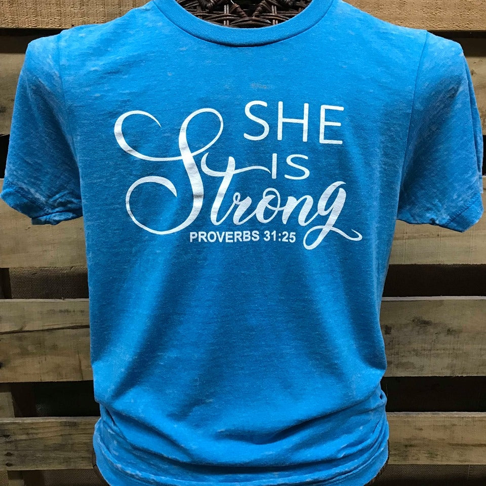 Southern Chics Apparel She is Strong Proverbs 31:25 - Adult & Kids T-Shirts, Sweatshirts & Hoodies apparel design preview 1