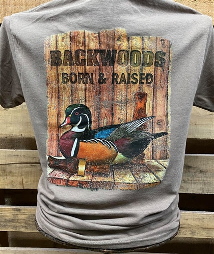 Backwoods Born Raised Wood Duck Mallard Bright - Adult & Kids T-Shirts, Sweatshirts & Hoodies apparel design preview 1