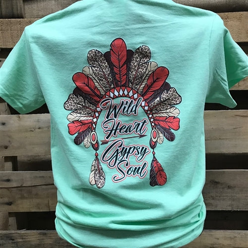 Southern Chics Wild Heart Gypsy Soul Feathers - Adult & Kids T-Shirts, Sweatshirts & Hoodies apparel design preview 1
