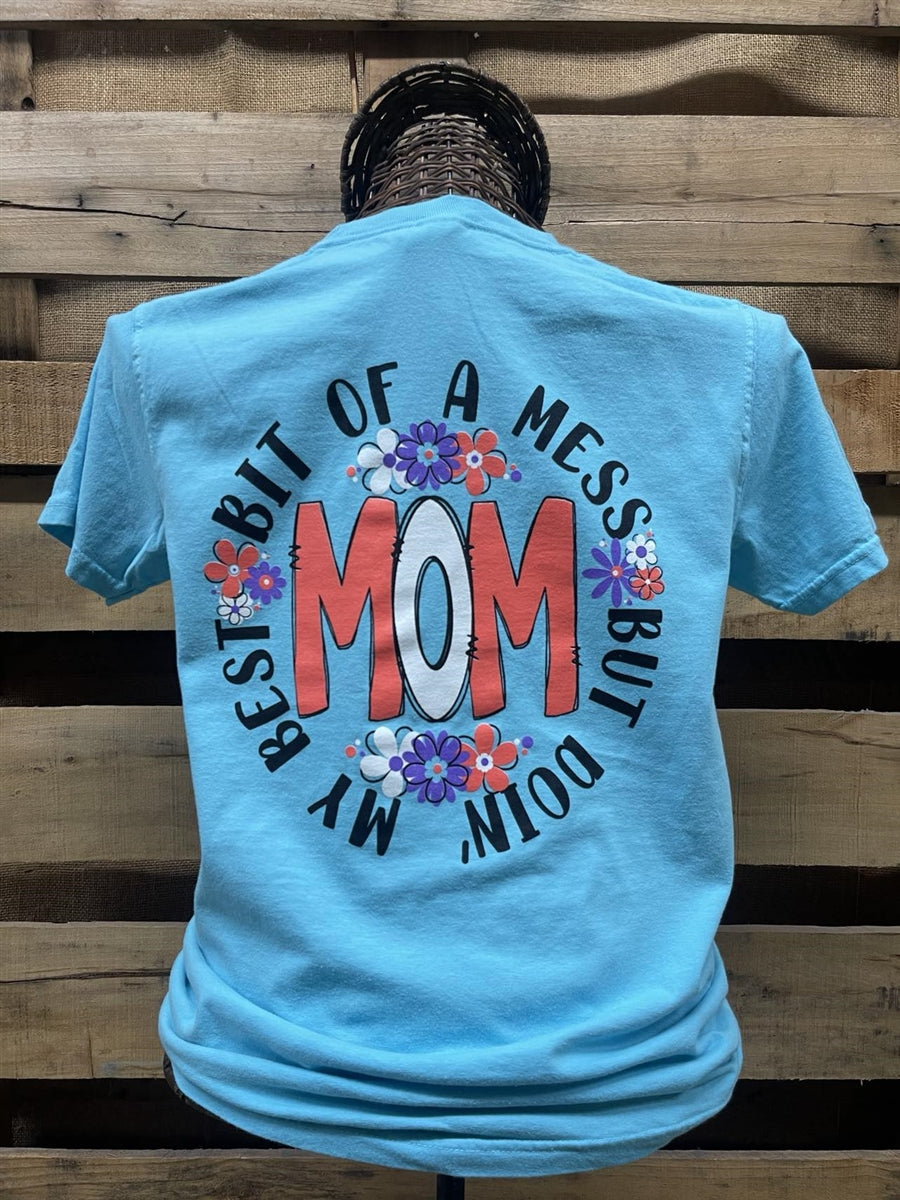 Southern Chics Bit Of A Mess Mom Comfort Colors - Adult & Kids T-Shirts, Sweatshirts & Hoodies apparel design preview 2