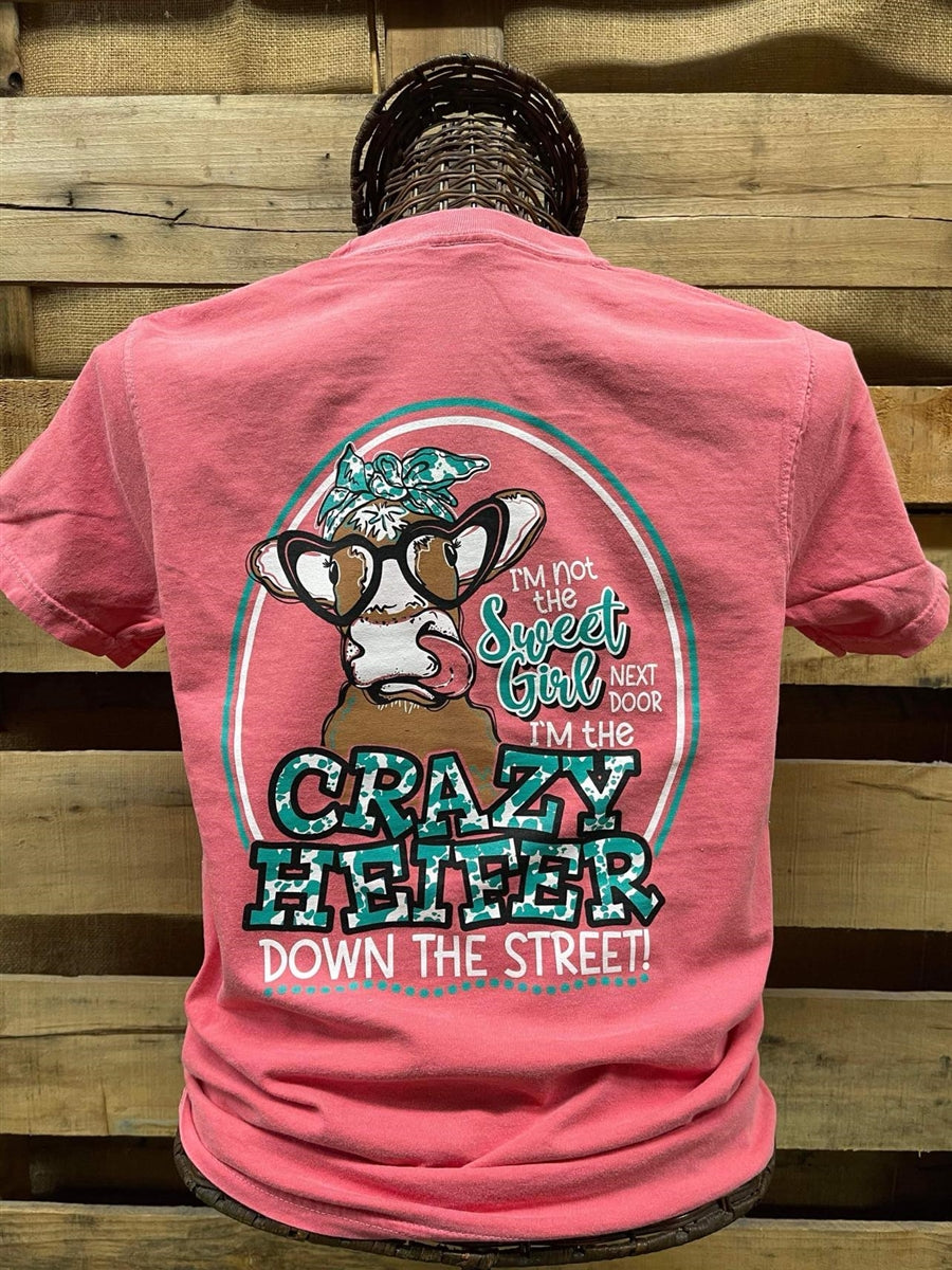 Southern Chics Crazy Heifer Cow Comfort Colors - Adult & Kids T-Shirts, Sweatshirts & Hoodies apparel design preview 2