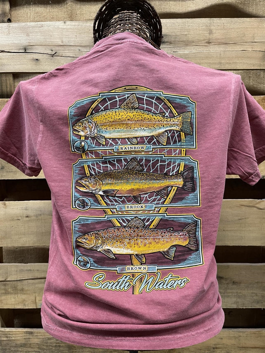 Backwoods South Waters Fishing Trout Unisex Soft - Adult & Kids T-Shirts, Sweatshirts & Hoodies apparel design preview 1