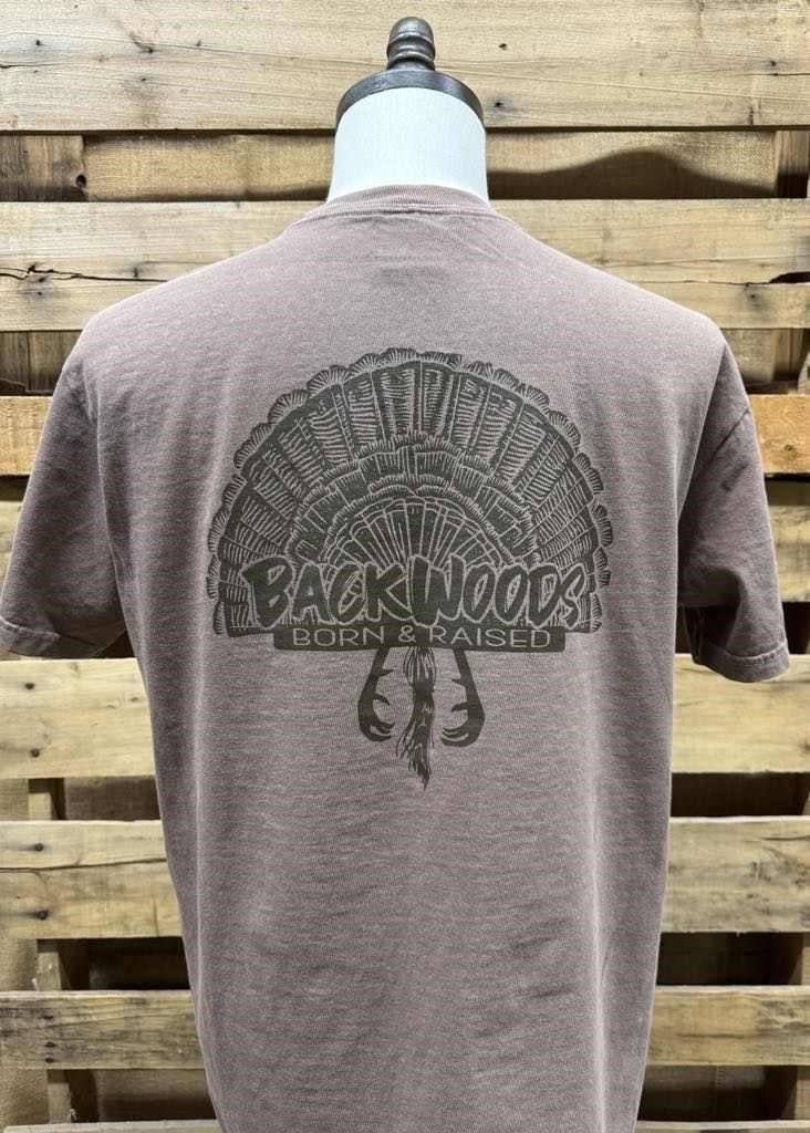 Backwoods Born Raised Turkey Fan Comfort Colors - Adult & Kids T-Shirts, Sweatshirts & Hoodies apparel design preview 1