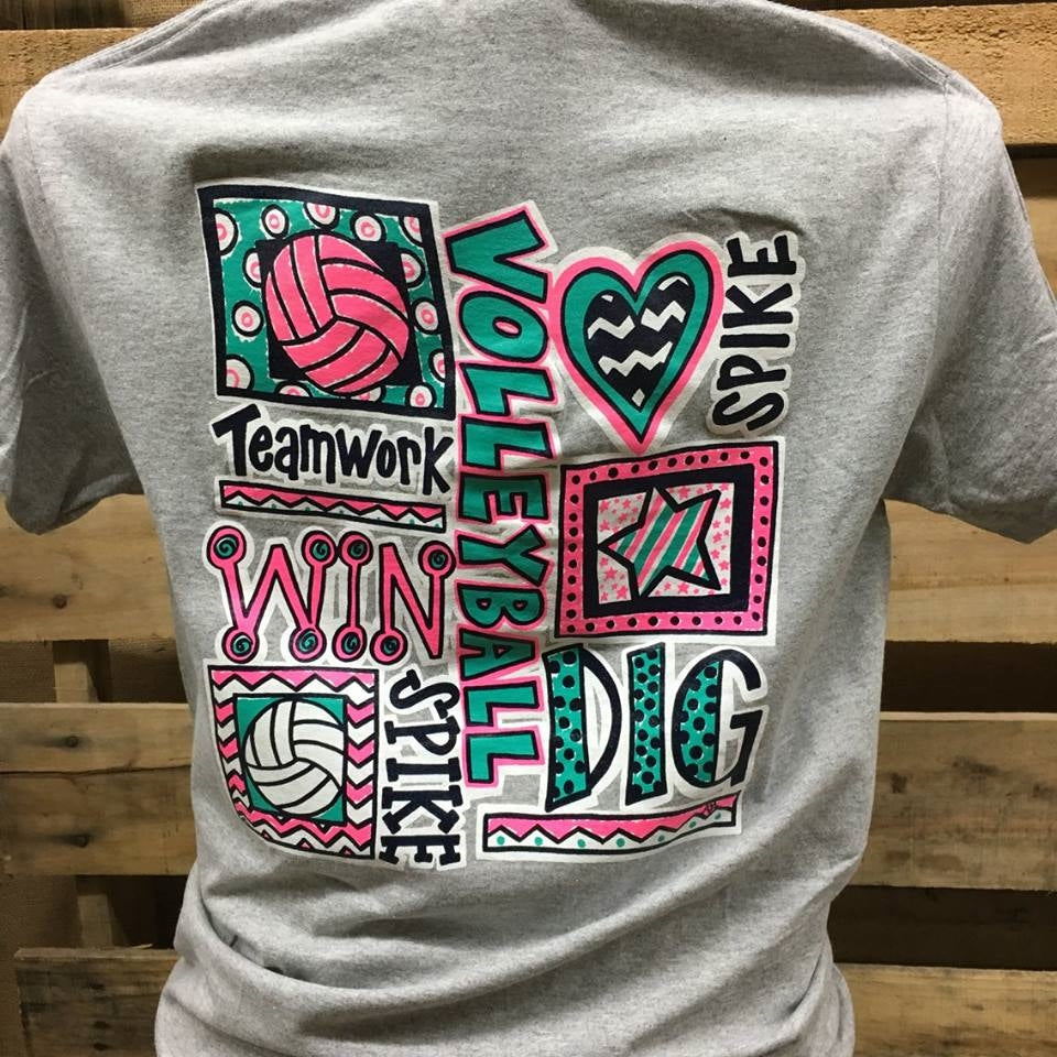 Southern Chics Volleyball Sports Gray Girlie Bright - Adult & Kids T-Shirts, Sweatshirts & Hoodies apparel design preview 1