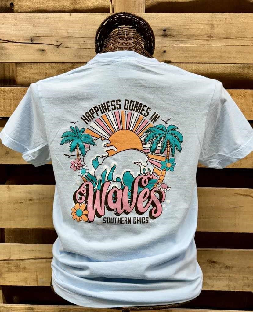 Southern Chics Happiness Comes In Waves Comfort - Adult & Kids T-Shirts, Sweatshirts & Hoodies apparel design preview 2