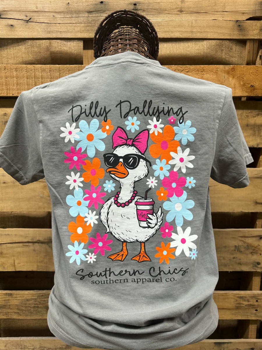 Southern Chics Dilly Dallying Bow Duck Comfort Colors - Adult & Kids T-Shirts, Sweatshirts & Hoodies apparel design preview 1