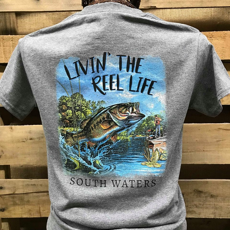Backwoods South Waters Livin' Fish Fishing Bright - Adult & Kids T-Shirts, Sweatshirts & Hoodies apparel design preview 1