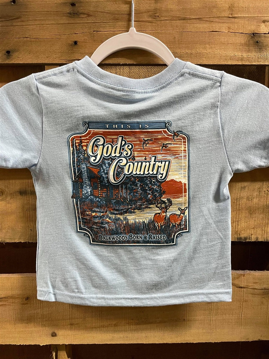 Backwoods Born Raised God's Country Cabin Bright - Adult & Kids T-Shirts, Sweatshirts & Hoodies apparel design preview 1