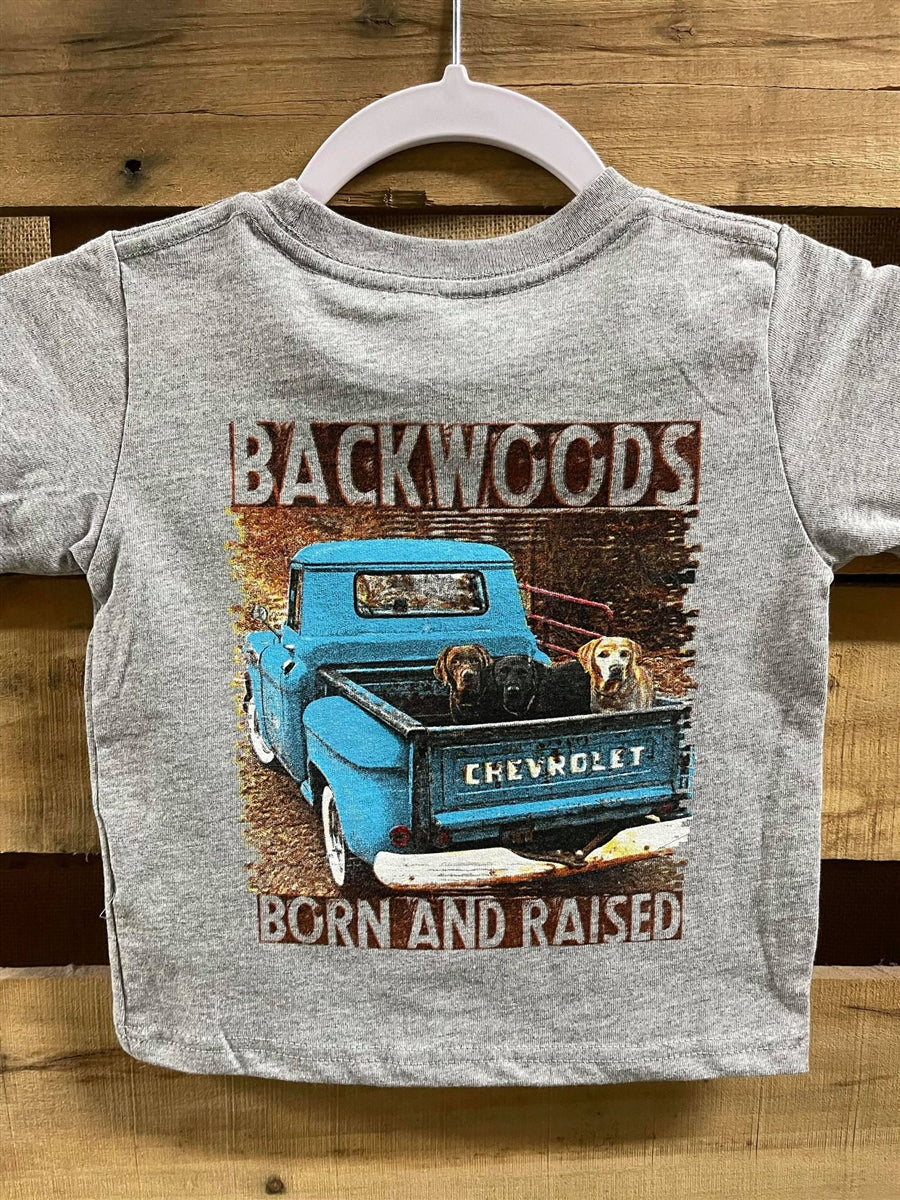 Backwoods Born Raised Lab Dog Truck Bright Unisex - Adult & Kids T-Shirts, Sweatshirts & Hoodies apparel design preview 1