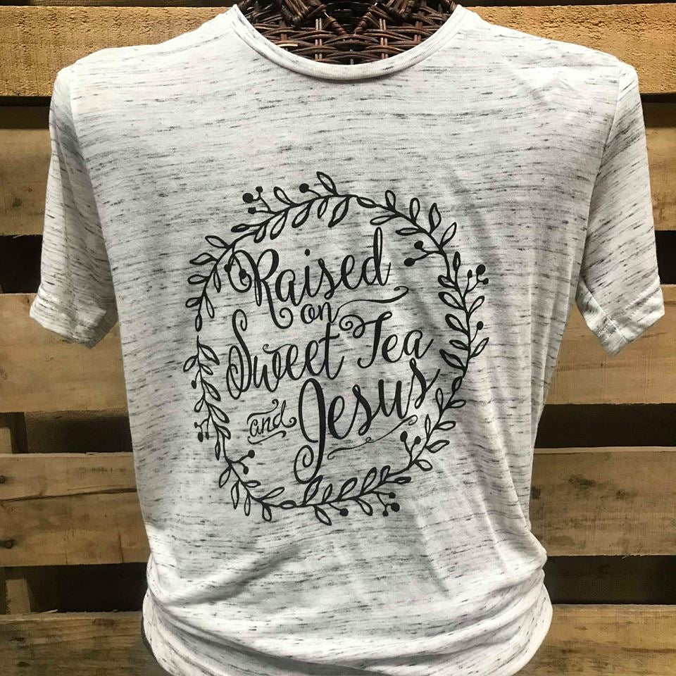 Southern Chics Apparel Raised on Sweet Tea Jesus - Adult & Kids T-Shirts, Sweatshirts & Hoodies apparel design preview 1