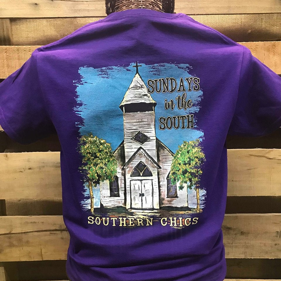 Southern Chics Sundays in the South Church Christian - Adult & Kids T-Shirts, Sweatshirts & Hoodies apparel design preview 1