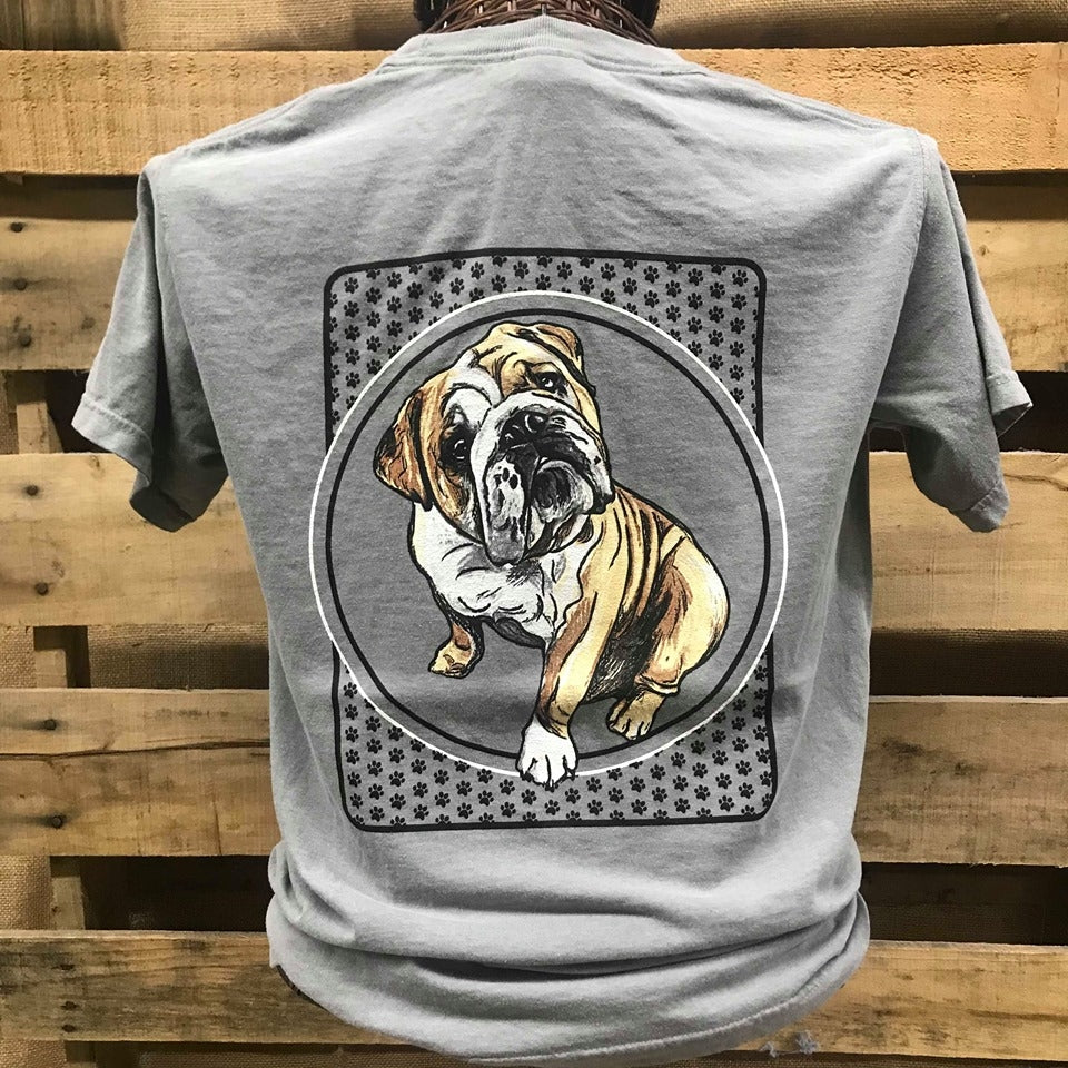 Backwood Dog Bulldog Paws Bright Comfort Colors - Adult & Kids T-Shirts, Sweatshirts & Hoodies apparel design preview 1