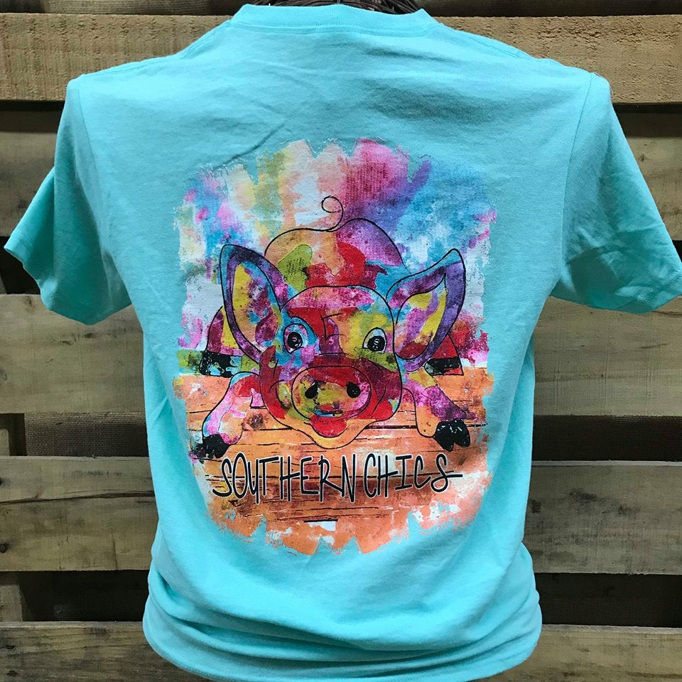 Southern Chics Apparel Watercolor Pig Country Girlie - Adult & Kids T-Shirts, Sweatshirts & Hoodies apparel design preview 1