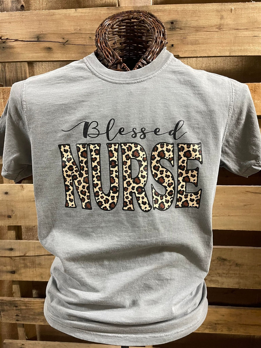 Southern Chics Leopard Blessed Nurse Comfort Colors - Adult & Kids T-Shirts, Sweatshirts & Hoodies apparel design preview 1