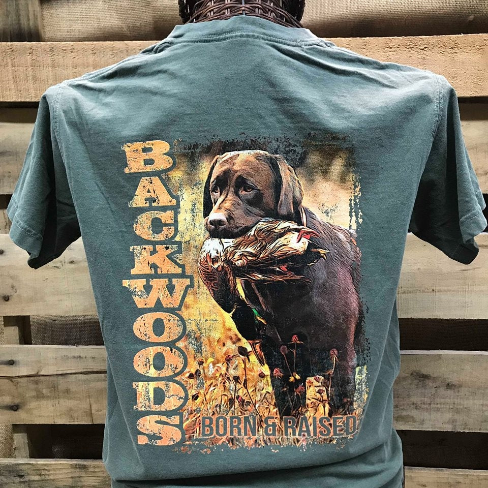 Backwoods Born Raised Country Brown Lab Duck Hunt - Adult & Kids T-Shirts, Sweatshirts & Hoodies apparel design preview 2