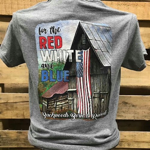 Backwoods Born Raised For the Red White Blue USA Flag - Adult & Kids T-Shirts, Sweatshirts & Hoodies apparel design preview 2