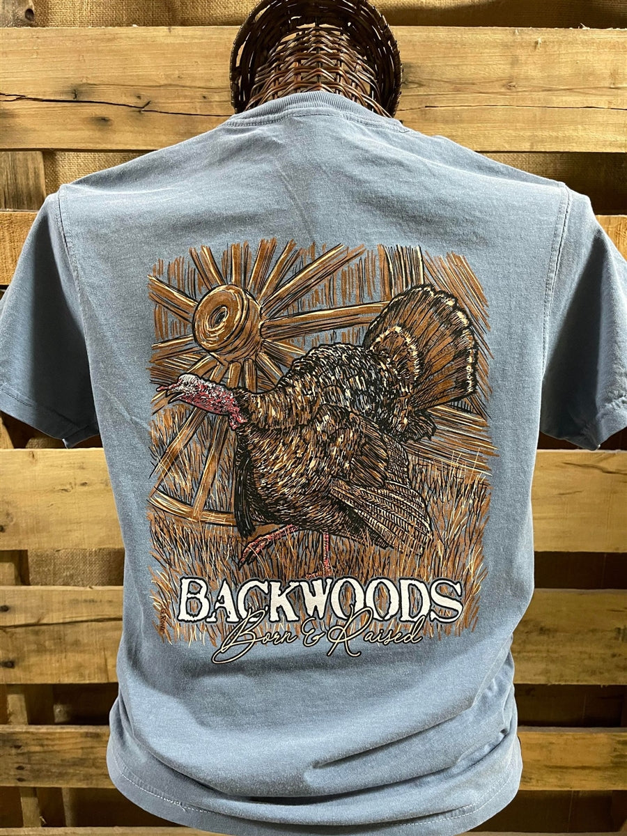 Backwoods Born Raised Turkey Country Comfort Colors - Adult & Kids T-Shirts, Sweatshirts & Hoodies apparel design preview 1