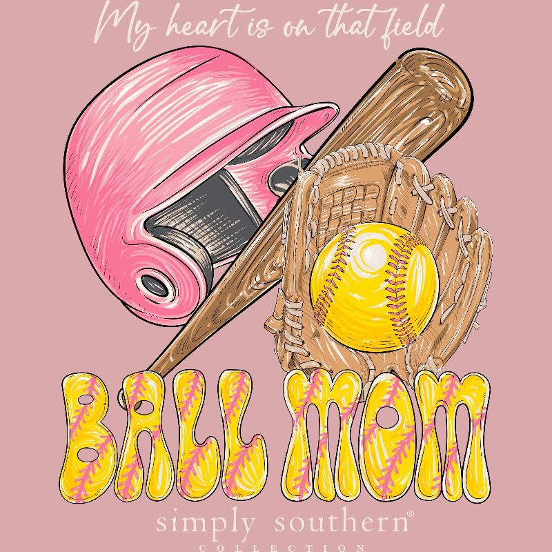 Simply Southern Heart Ball Mom - Adult & Kids T-Shirts, Sweatshirts & Hoodies apparel design preview 2