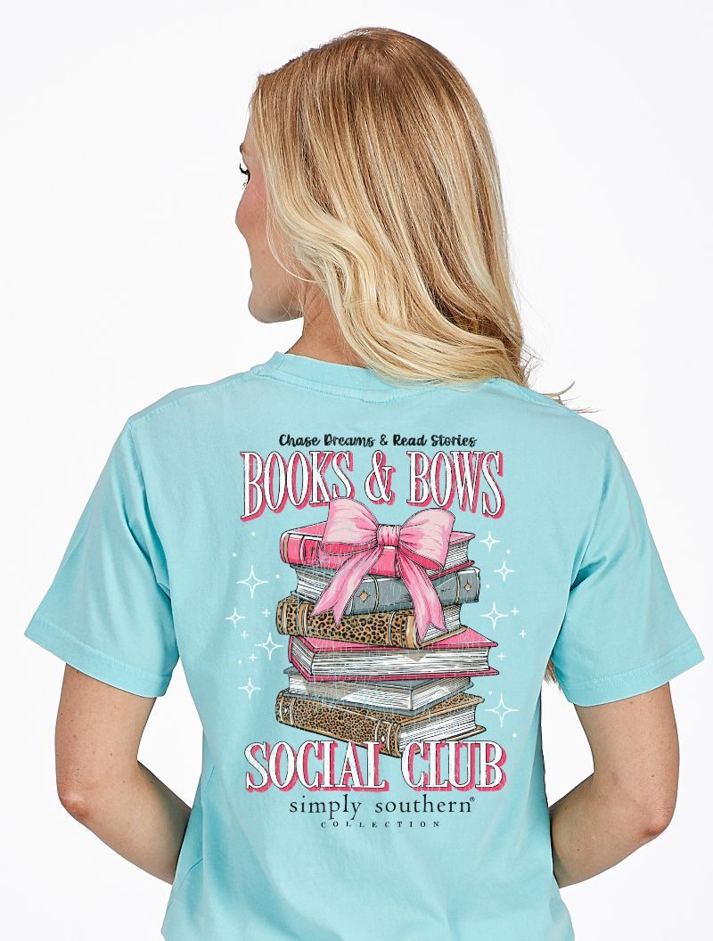 Simply Southern Books Bows Aqua - Adult & Kids T-Shirts, Sweatshirts & Hoodies apparel design preview 2