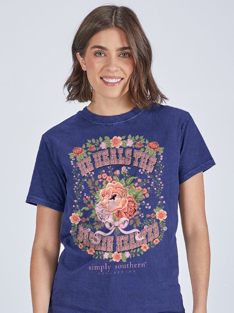 Simply Southern Heals The Broken Washed Navy - Adult & Kids T-Shirts, Sweatshirts & Hoodies apparel design preview 1
