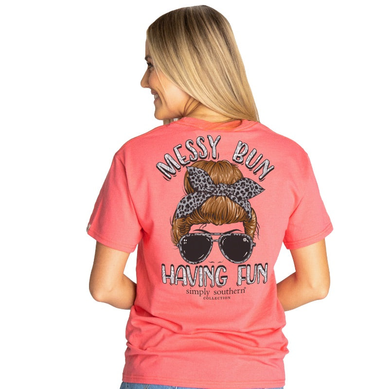 Simply Southern Preppy Messy Bun Having Fun - Adult & Kids T-Shirts, Sweatshirts & Hoodies apparel design preview 1