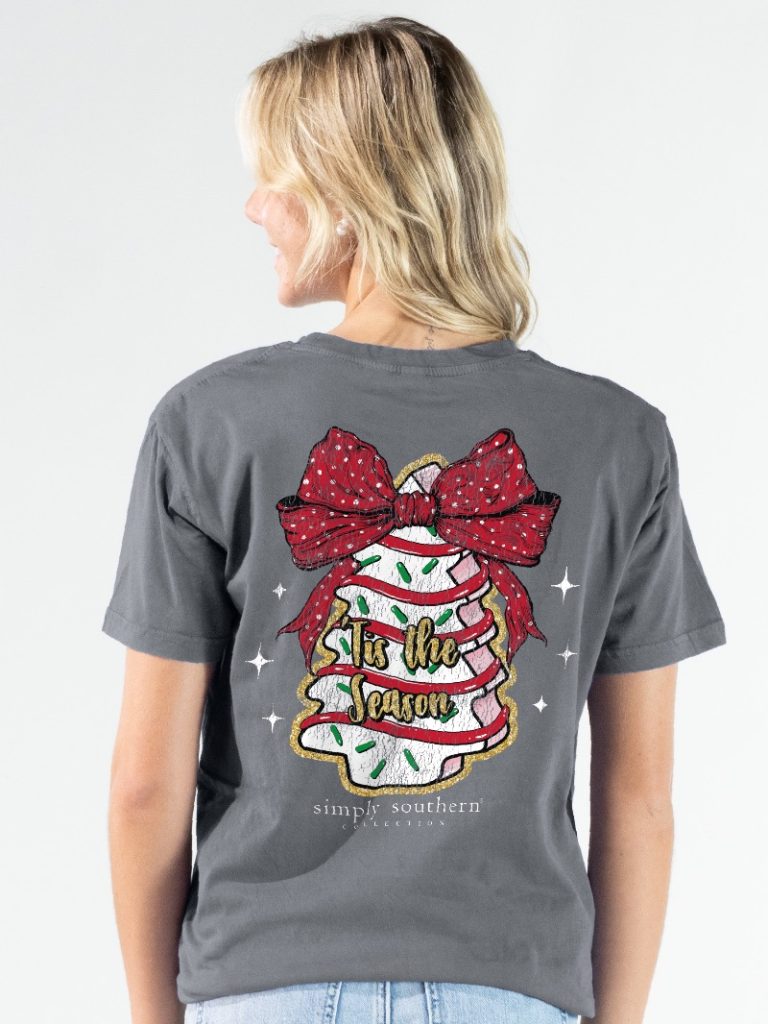 Simply Southern Cake Bow Holiday Washed Coal - Adult & Kids T-Shirts, Sweatshirts & Hoodies apparel design preview 2