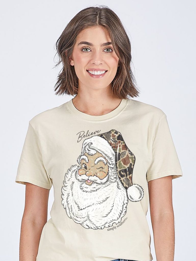Simply Southern Christmas Camo Santa Holiday - Adult & Kids T-Shirts, Sweatshirts & Hoodies apparel design preview 2