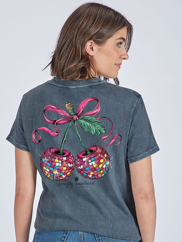 Simply Southern Disco Cherry Washed Coal - Adult & Kids T-Shirts, Sweatshirts & Hoodies apparel design preview 1