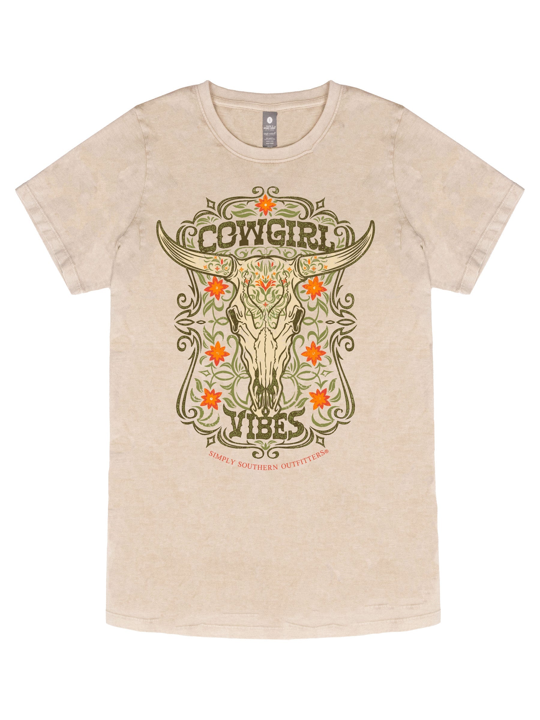 Simply Southern Cowgirl Vibes Washed Cream - Adult & Kids T-Shirts, Sweatshirts & Hoodies apparel design preview 2